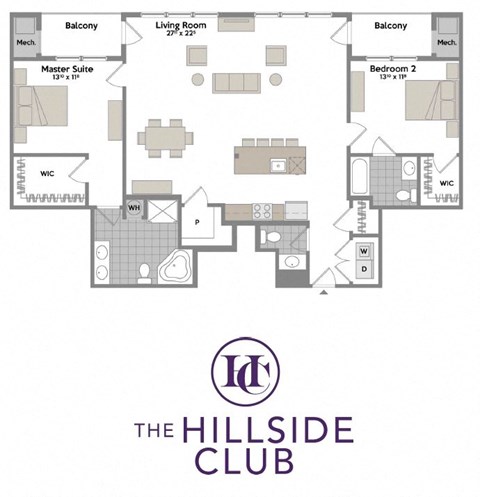 2 bed 2 bath A at Hillside Club Apartments, Livingston, New Jersey